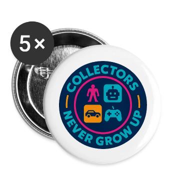 Collectors never grow up – Retro Toy Badge - Buttons small 1''/25 mm (5-pack) - white - Front