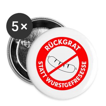 Rückgrat statt Wurstgefresse! WUNSCHFARBEN Wurst2 - Buttons klein 25 mm (5er Pack) - Weiß - Vorne