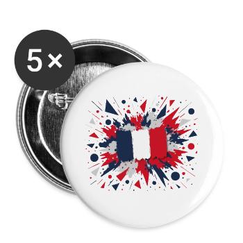 Französische Flagge Farbspritzer Design - Buttons klein 25 mm (5er Pack) - Weiß - Vorne