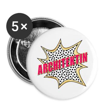 BAULEITUNG ARCHITEKTIN POP-ART - Buttons klein 25 mm (5er Pack) - Weiß - Vorne