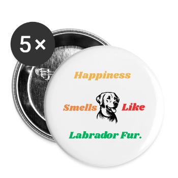 Citation sur le bonheur de la fourrure de Labrador - Lot de 5 petits badges (25 mm) - blanc - Devant