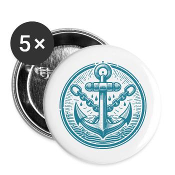 Conception d’ancre de marin pour vêtements - Lot de 5 petits badges (25 mm) - blanc - Devant