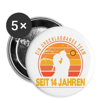 14 Jahre Beziehung Jahrestag Hochzeitstag - Buttons klein 25 mm (5er Pack) - Weiß - Vorne