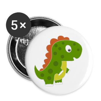 Verspielter Dino mit buntem Rücken - Buttons klein 25 mm (5er Pack) - Weiß - Vorne
