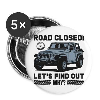 Conception Jeep sur route fermée - Lot de 5 petits badges (25 mm) - blanc - Devant