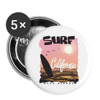 California Surfer Sunset - Buttons small 1''/25 mm (5-pack) - white - Front