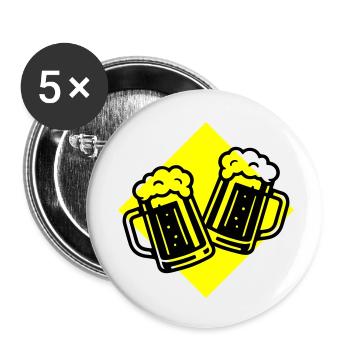 Bier Anstoßen Bierkrug - Buttons klein 25 mm (5er Pack) - Weiß - Vorne