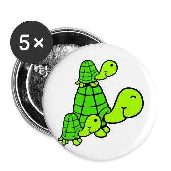 Tortues Famille Enfants Maman Papa Père Mère - Lot de 5 petits badges (25 mm) - blanc - Devant