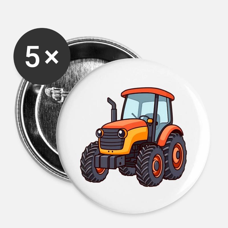 Tractor - Buttons small 1''/25 mm (5-pack) - white