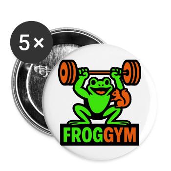 Gymnase Frog - Lot de 5 petits badges (25 mm) - blanc - Devant