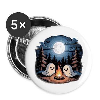 Boo Camper Hiker Ghost Bonfire Halloween Camping - Buttons small 1''/25 mm (5-pack) - white - Front