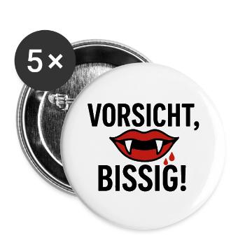 Vampirische Warnung Bloody Style - Buttons klein 25 mm (5er Pack) - Weiß - Vorne