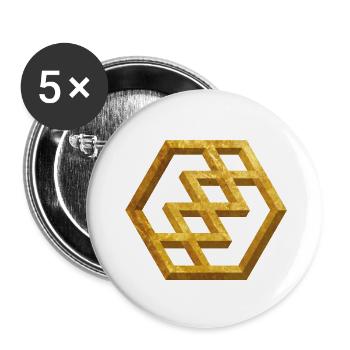Goldenes Geometrisches Muster - Buttons klein 25 mm (5er Pack) - Weiß - Vorne