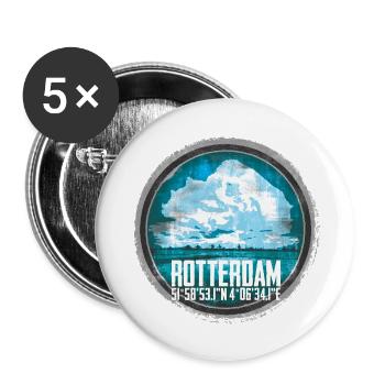 Rotterdam Skyline und Koordinaten Design - Buttons klein 25 mm (5er Pack) - Weiß - Vorne