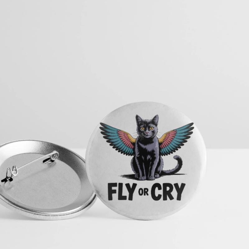 Fliege oder rufe Katze Buttons klein 25 mm (5er Pack)