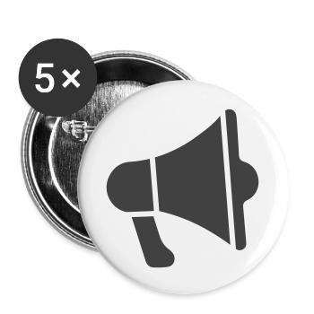 Megaphone Icon - Buttons small 1''/25 mm (5-pack) - white - Front