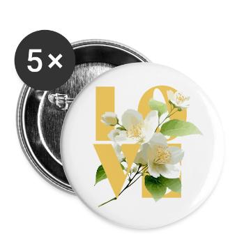 Elegant Jasmine Floral Love Typography - Buttons small 1''/25 mm (5-pack) - white - Front