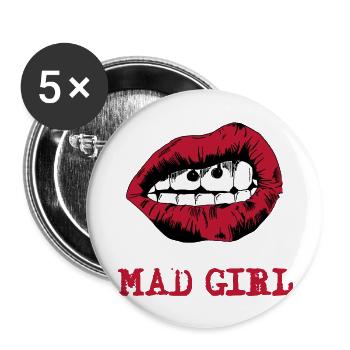 Bouche dessinée dans le style pop art - Lot de 5 petits badges (25 mm) - blanc - Devant