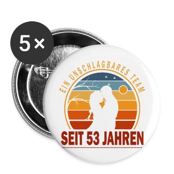 53 Jahre Beziehung Jahrestag Hochzeitstag - Buttons klein 25 mm (5er Pack) - Weiß - Vorne