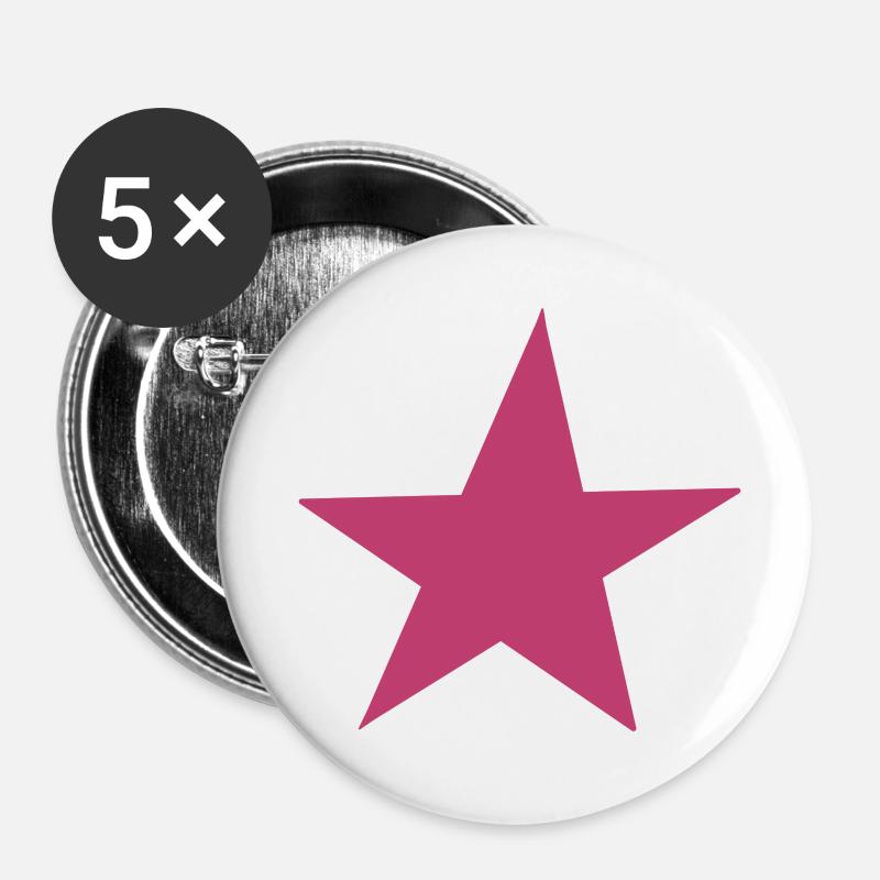Pinke Sternenkunst auf Kleidung - Buttons klein 25 mm (5er Pack) - Weiß