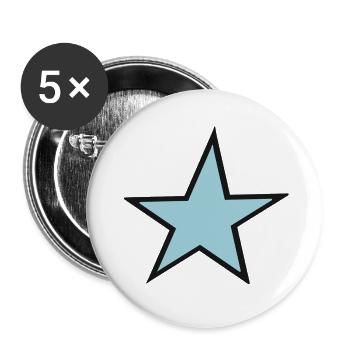 Étoile bleu vif avec bordure noire - Lot de 5 petits badges (25 mm) - blanc - Devant