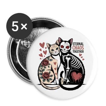 Ewige Chaoskatzen - Buttons klein 25 mm (5er Pack) - Weiß - Vorne