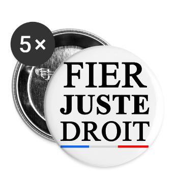 FIER_JUSTE_DROIT - Lot de 5 petits badges (25 mm) - blanc - Devant