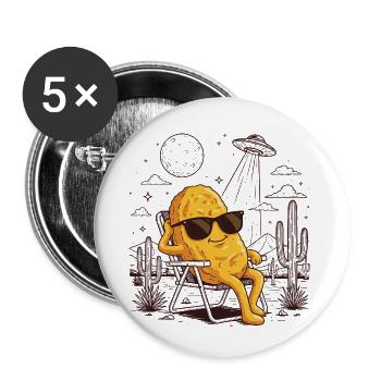Humor Meme Wüste UFO Chicken Nugget - Buttons klein 25 mm (5er Pack) - Weiß - Vorne
