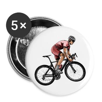 Dynamic cyclist in competition - Buttons small 1''/25 mm (5-pack) - white - Front