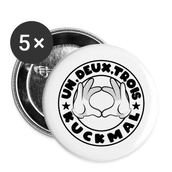 Un, Deux, Trois, Kuckmal ! - Lot de 5 petits badges (25 mm) - blanc - Devant