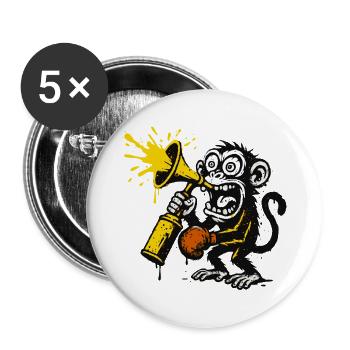 Singe expressif avec mégaphone - Lot de 5 petits badges (25 mm) - blanc - Devant
