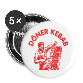 Döner kebab - Lot de 5 petits badges (25 mm) - blanc - Devant
