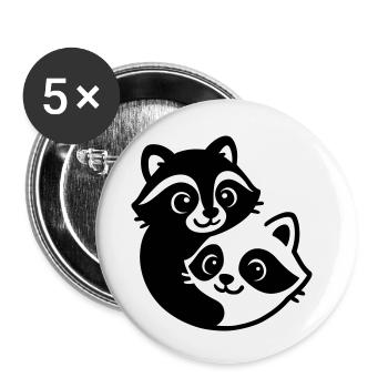 Ying Yang Badger Couple - Buttons small 1''/25 mm (5-pack) - white - Front