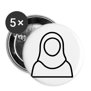 Muslim woman - Buttons small 1''/25 mm (5-pack) - white - Front