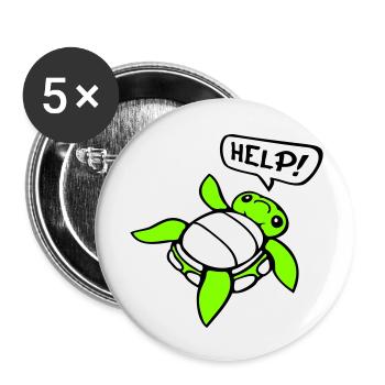 Schildkröte Rücken umgekippt hilflos Seite Help - Buttons klein 25 mm (5er Pack) - Weiß - Vorne