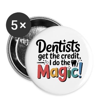 Conception de couronnes de technicien de laboratoire dentaire - Lot de 5 petits badges (25 mm) - blanc - Devant