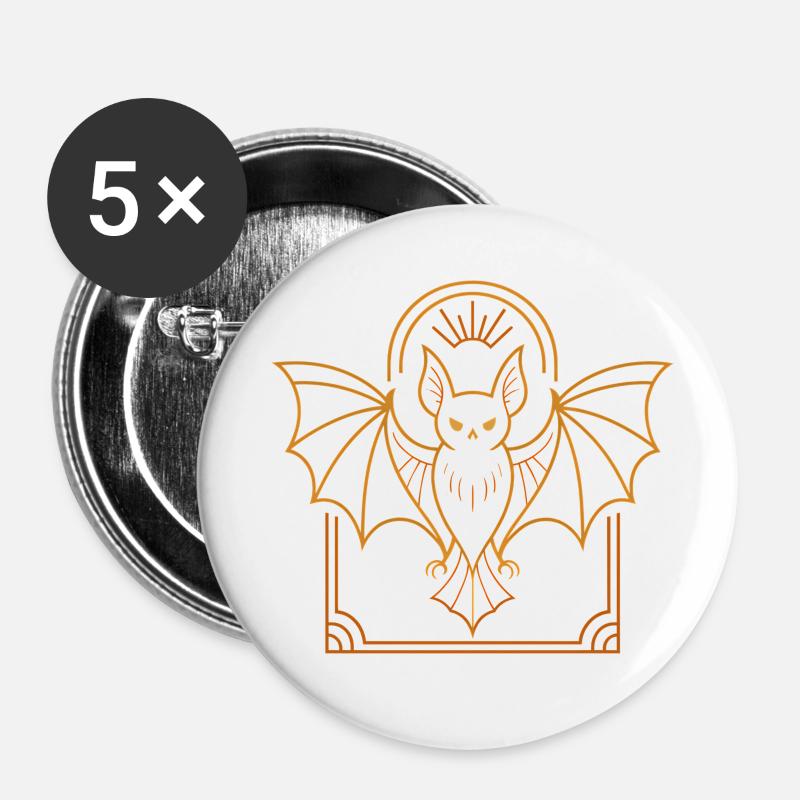 Orange moth bat - Buttons small 1''/25 mm (5-pack) - white