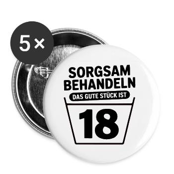 18 Geburtstag – Sorgsam Behandeln Lustiges  - Buttons klein 25 mm (5er Pack) - Weiß - Vorne