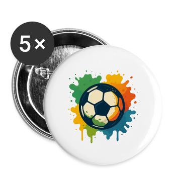 Colorful soccer splatter design - Buttons small 1''/25 mm (5-pack) - white - Front