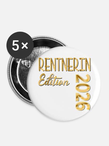 RENTE 2026 RENTNERIN - Buttons klein 25 mm (5er Pack) - Weiß