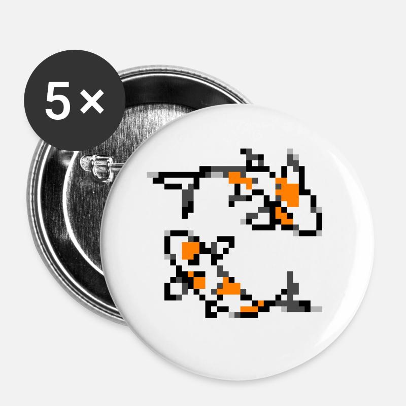 pixelart koi - Buttons small 1''/25 mm (5-pack) - white