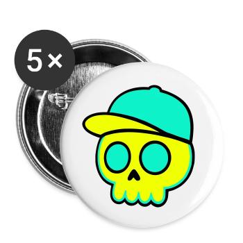Casquette fluo Streetwear - Lot de 5 petits badges (25 mm) - blanc - Devant