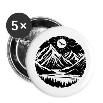 Mountain Landscape Silhouette - Buttons small 1''/25 mm (5-pack) - white - Front