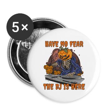 Halloween DJ citrouille squelette drôle dicton - Lot de 5 petits badges (25 mm) - blanc - Devant