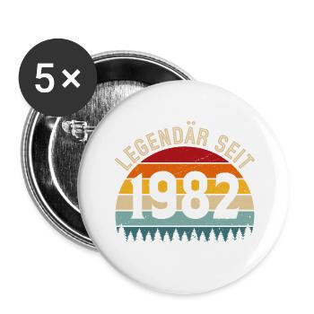 Legendär seit 1982 – Jahrgang 1982 - Buttons klein 25 mm (5er Pack) - Weiß - Vorne