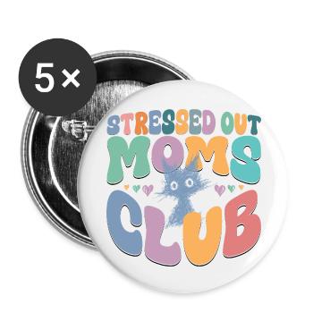 Mom Life Graphic Tee - Buttons small 1''/25 mm (5-pack) - white - Front