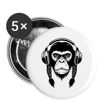 Beatbox Affenkopf Rhythm Crew Edition Shirt - Buttons klein 25 mm (5er Pack) - Weiß - Vorne