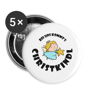 Christkind mit Stern Weihnachten Kreis - Buttons klein 25 mm (5er Pack) - Weiß - Vorne