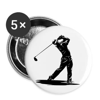Golfer Swing Silhouette - Buttons klein 25 mm (5er Pack) - Weiß - Vorne
