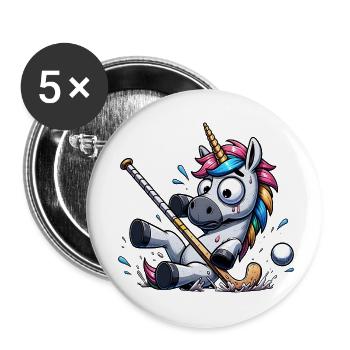 Licorne drôle golfant avec moment d’éclaboussure - Lot de 5 petits badges (25 mm) - blanc - Devant